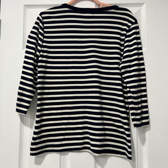 Lauren Ralph Lauren Striped Nautical Top Size Petite L Navy Blue & White office - Picture 6 of 7